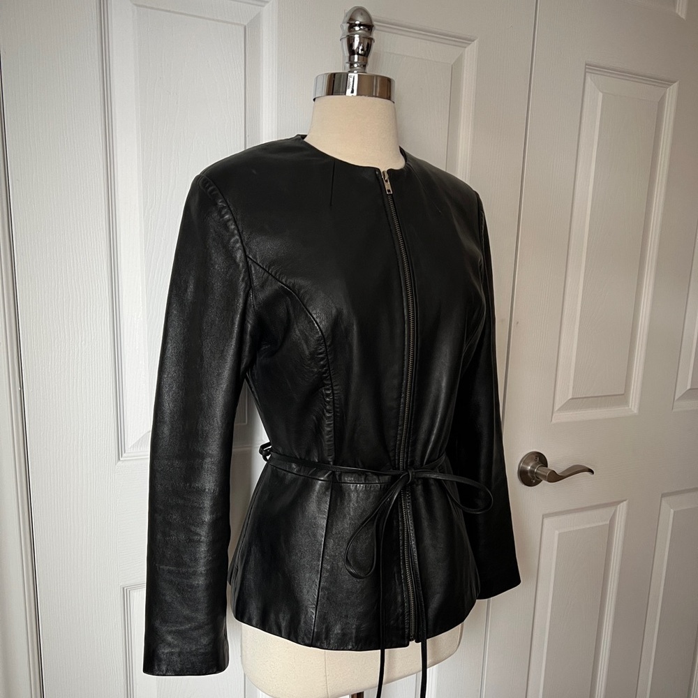 Leather wrap tie belt jacket - Picture 2 of 3